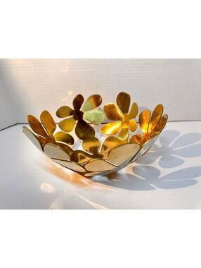Vintage IKEA Stockholm Hold-Toned Brass Floral Decorative Bowl